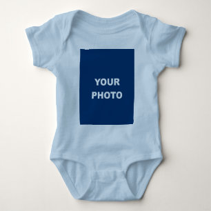 Body Para Bebê Adicione sua imagem foto imagem logotipo azul clar