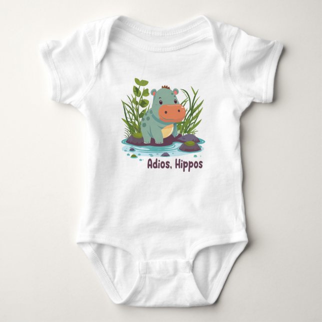 Body Para Bebê Adios, Hippos (Frente)