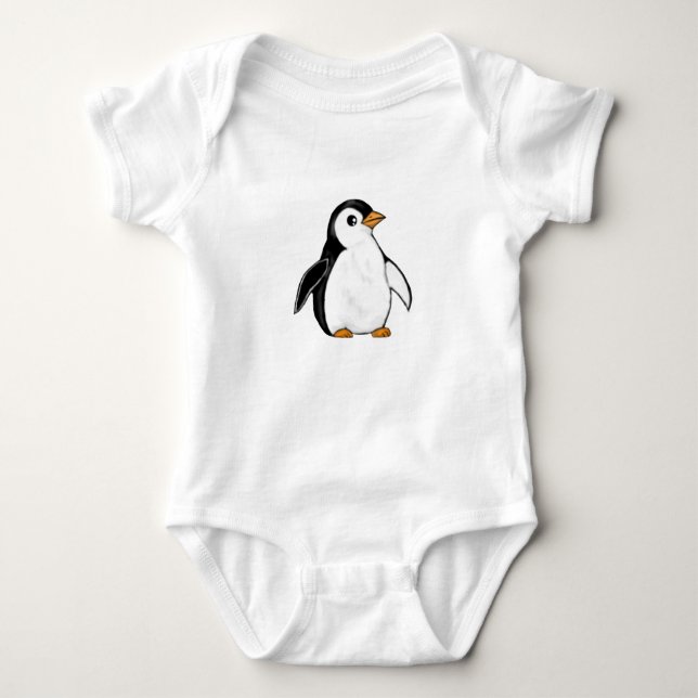 Body Para Bebê Adorable Baby Penguin Airbrush-Style Art Animal (Frente)