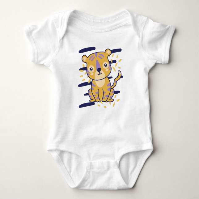 Body Para Bebê Adorable Cartoon Tiger Sitting Proudly – Jungle-Th (Frente)