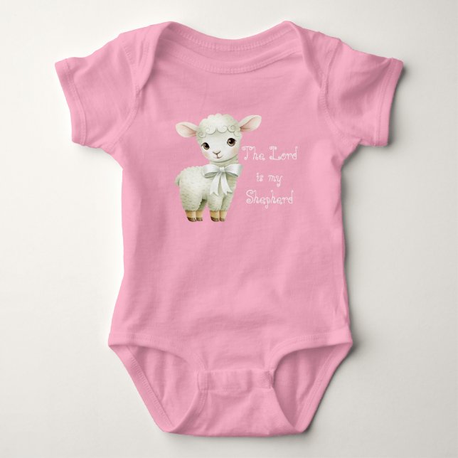 Body Para Bebê Adorable Christian Lamb Foral Balloon Scripture (Frente)