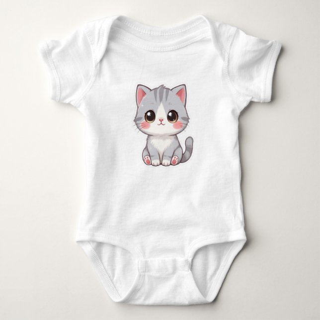 Body Para Bebê Adorable Cute Cartoon Baby Cat (Frente)