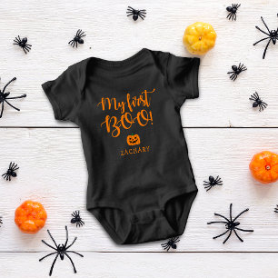 Body Para Bebê Adorable Halloween Meu Primeiro Boo Abóbora Nome