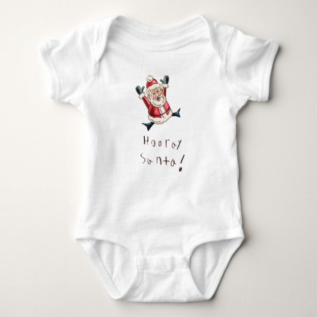 Body Para Bebê Adorable "Hooray Santa" Baby Shirt (Frente)