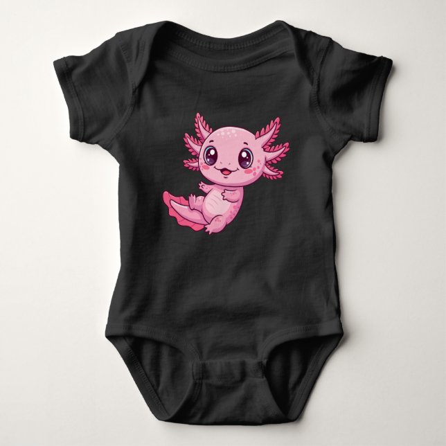 Body Para Bebê Adorable Pink Axolotl Baby Bodysuit (Frente)
