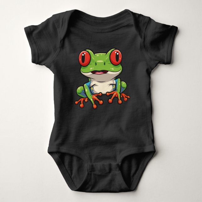 Body Para Bebê Adorable Red-Eyed Tree Frog Baby Bodysuit (Frente)