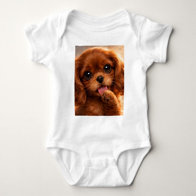 Body Para Bebê Adorable Ruby Cavalier Spaniel (Frente)