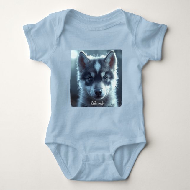Body Para Bebê Adorable Wolf Baby in the Moonlight (Frente)