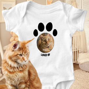 Body Para Bebê Adorada Por Gato Sexo Personalizado Pet Photo Paw