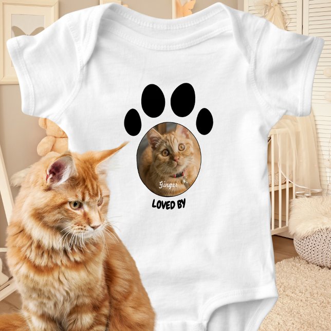 Body Para Bebê Adorada Por Gato Sexo Personalizado Pet Photo Paw (Criador carregado)