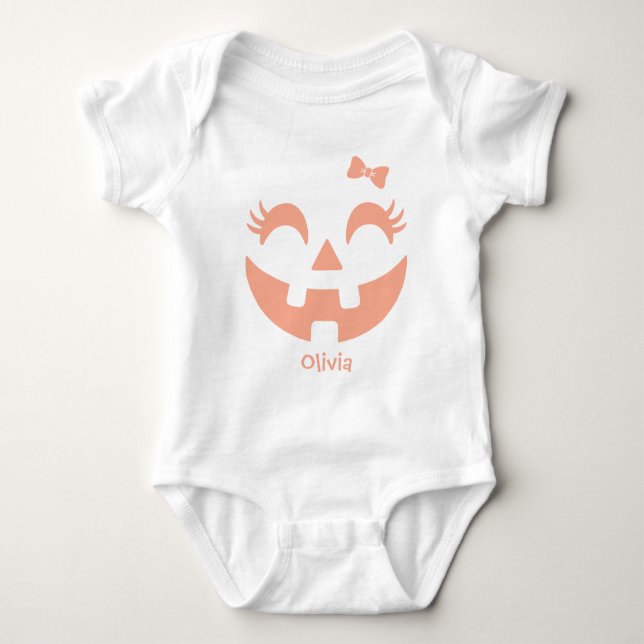 Body Para Bebê Adorável Abóbora de Halloween Personalizada (Frente)