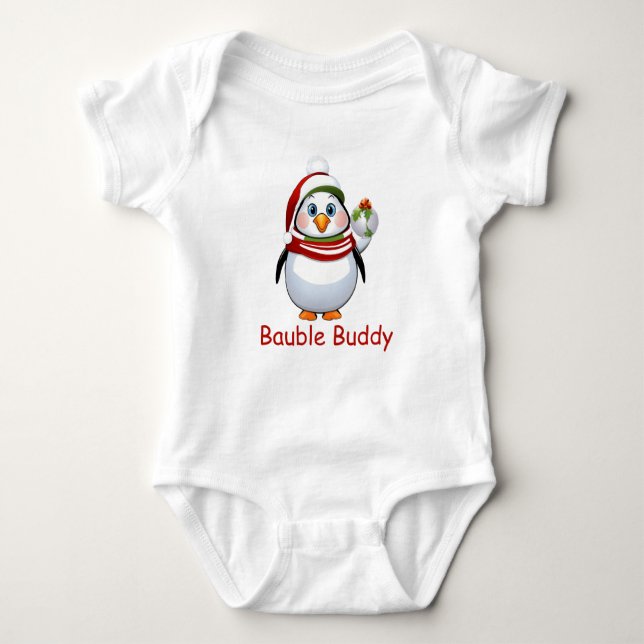 Body Para Bebê Adorável Bauble Buddy Penguin Natal (Frente)