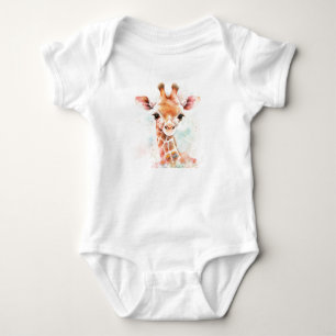 Body Para Bebê Adorável Cabeça De Girafa De Bebê, Animais De Zoo.