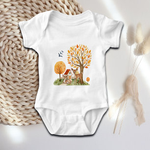 Body Para Bebê Adorável Casa Rural de Cervos da Floresta