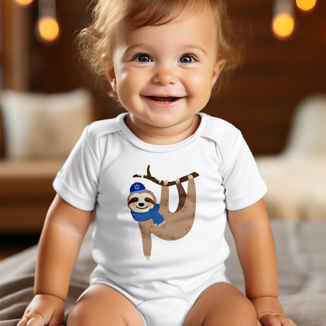 Body Para Bebê Adorável Hanukkah Sloth (Criador carregado)