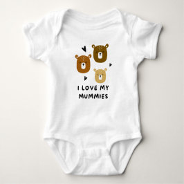 Body Para Bebê Adorável "I Love My Mummies" Bear Design