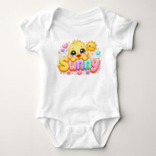 Body Para Bebê Adorável Kawaii Franguinho Ensolarado Nome Pastel