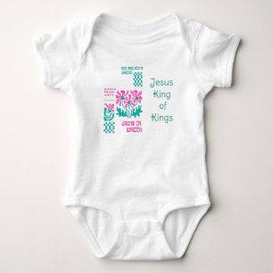 Body Para Bebê Adorável Nome Floral Rosa Verde Religioso Retro