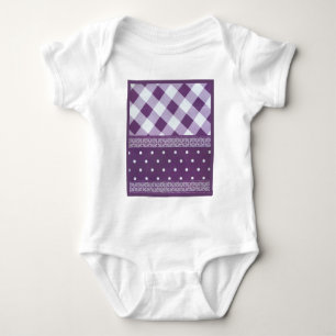 Body Para Bebê Adorável padrão sem costura do Damask Purple
