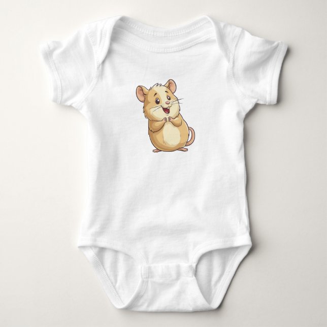 Body Para Bebê Adorável Pequeno Hamster Animado (Frente)