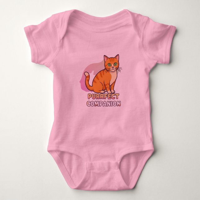 Body Para Bebê "Adorável T-Shirt De Bebê De Gato Personalizado -  (Frente)