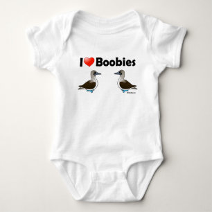 Body Para Bebê Adoro Boobies de pés azuis