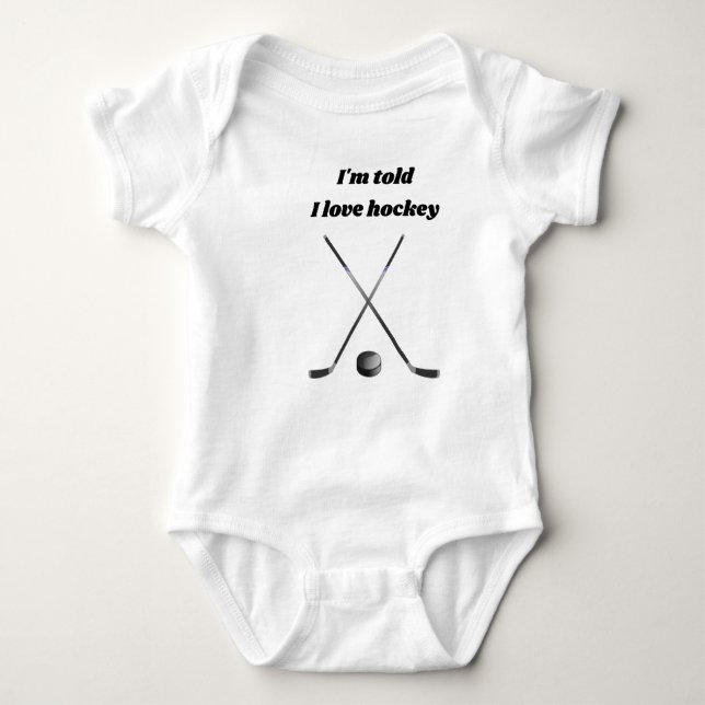 Body Para Bebê Adoro Hockey Com Dois Design De Hockey (Frente)