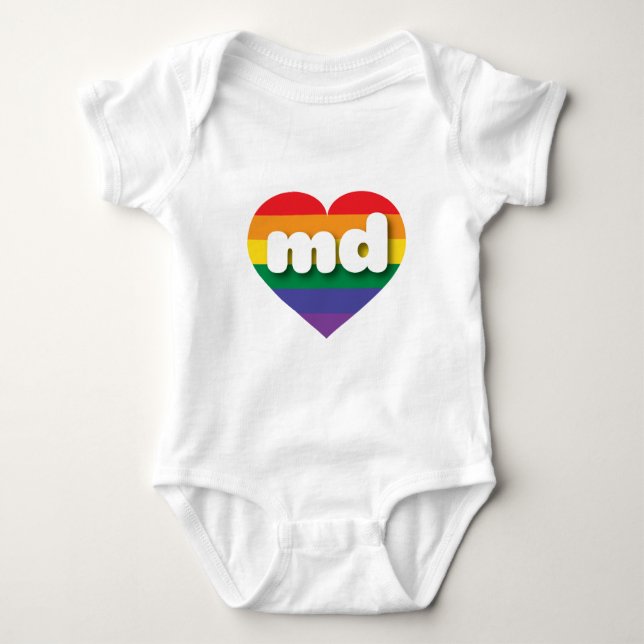 Body Para Bebê Adoro Maryland Rainbow Heart (Frente)