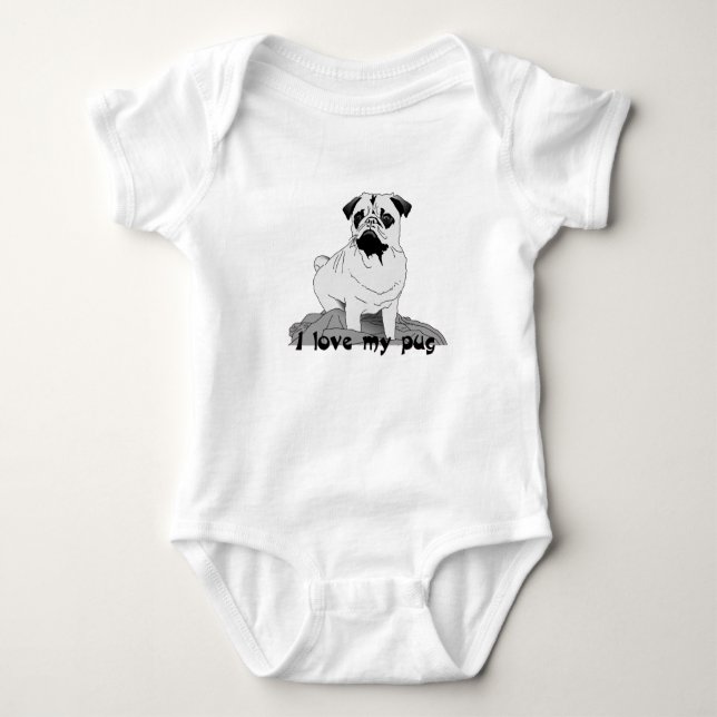Body Para Bebê Adoro o meu pug! (Frente)
