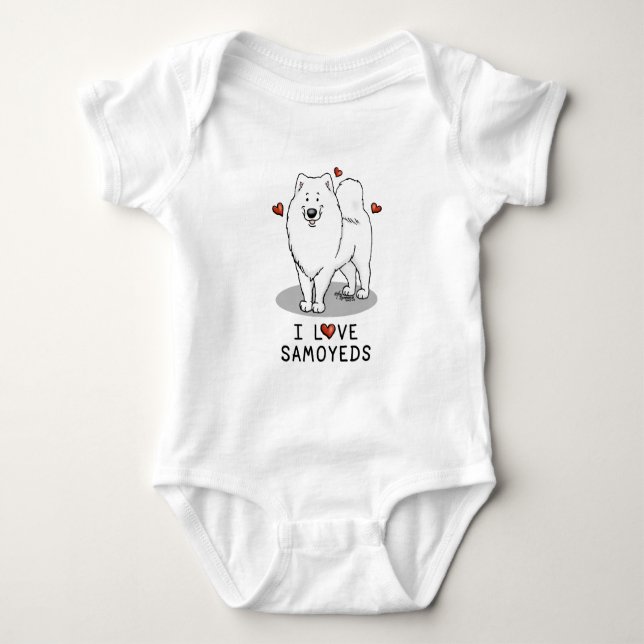 Body Para Bebê Adoro Samoyeds - Cachorro bonito (Frente)
