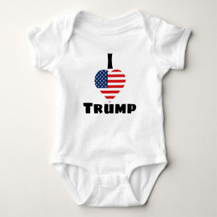Body Para Bebê Adoro Trump Heart American Flag Cute One Piece