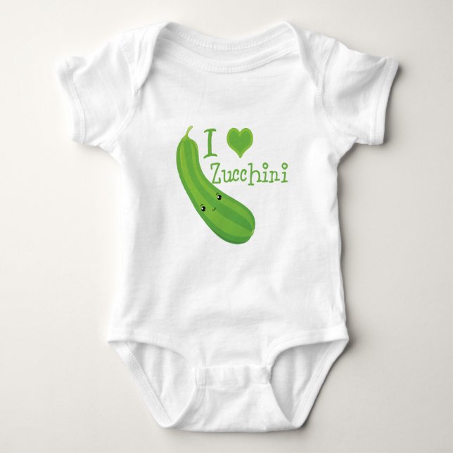 Body Para Bebê Adoro Zucchini sorrindo Kawaii Zucchini (Frente)