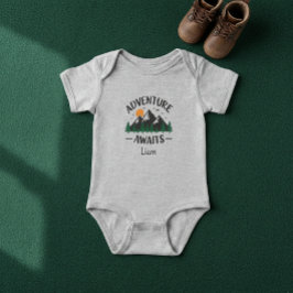 Body Para Bebê Adventure Awaits Mountains Personalized  Bodysuit