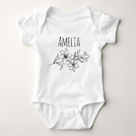Body Para Bebê Aestética Floral Personalizada Baby Girl Name
