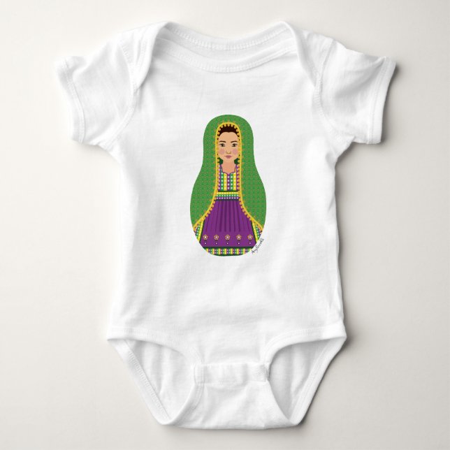 Body Para Bebê Afghan Matryoshka Baby Bodydress (Frente)