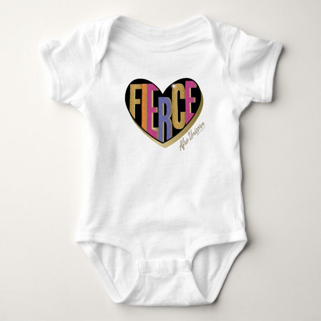 Body Para Bebê Afro Unicorn Fierce Heart Design (Frente)