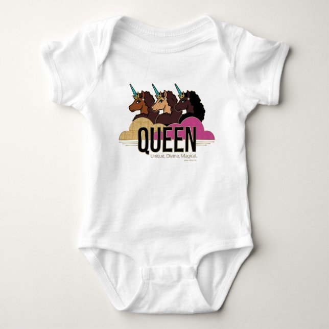 Body Para Bebê Afro Unicorn Queen Trio Design (Frente)
