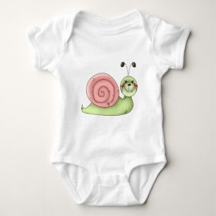 Body Para Bebê Agitar você ・ Caracol ・ verde e rosa