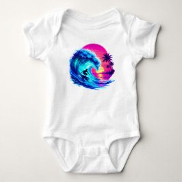 Body Para Bebê Água-marinha de Verão em Aquarela PNG Oceano Tropi