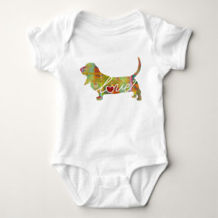 Body Para Bebê Aguarela de Basset Hound