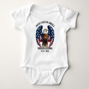 Body Para Bebê Águia Americana com Asas da Bandeira 1776-2026