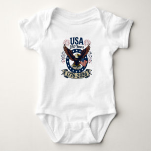 Body Para Bebê Águia Americana Patriótica 250 Anos 1776-2026