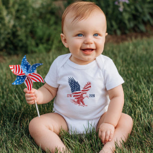 Body Para Bebê Águia Americana Patriótica Feliz 250º Aniversário