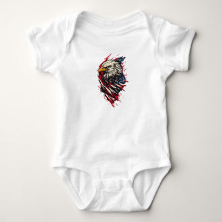 Body Para Bebê Águia Americana Patriótica Vintage 4 de Julho