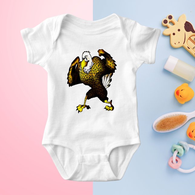 Body Para Bebê Águia de Combate à Caricatura (Cartoon Fighting Eagle Baby Bodysuit)