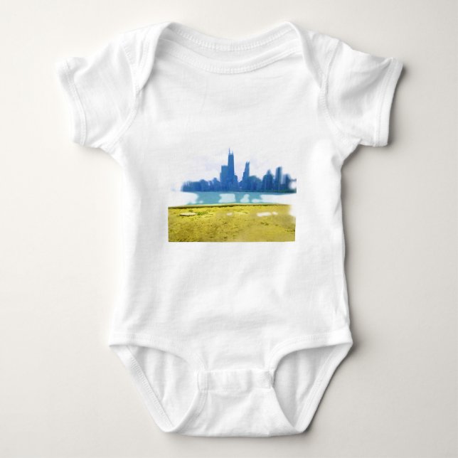 Body Para Bebê Air Brushing Chicago Skyline Art (Frente)