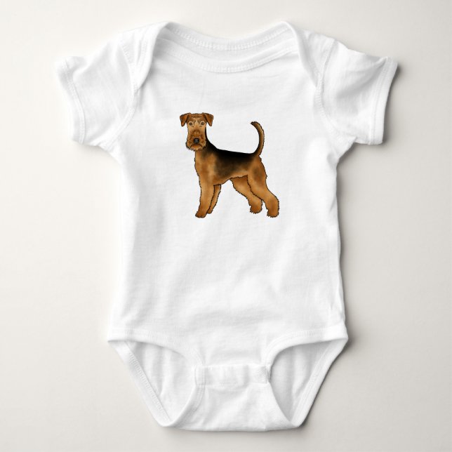 Body Para Bebê Airedale Terrier Cartoon Bingley Terrier Cute Dog (Frente)