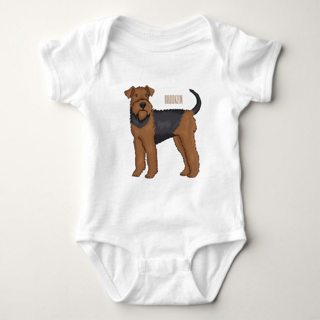 Body Para Bebê Airedale terrier dog cartoon illustration  (Frente)