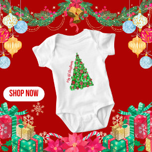 Body Para Bebê Airedale Terrier Dog Silhoule Árvore de Natal Verm
