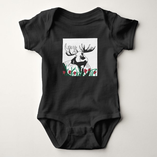 Body Para Bebê Alce Rústico Desenhado à Mão (Frente)